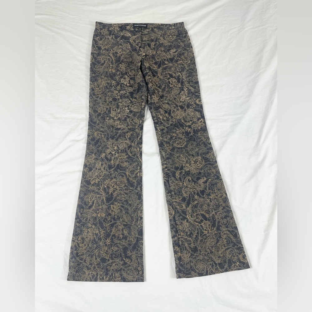 NOWNOWNOW Women Brown Velvet Floral Pants Made In USA Size 10